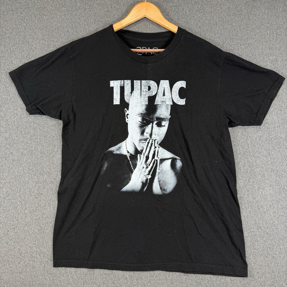 Tupac Shakur 2Pac T Shirt Mens Large Black Praying Hands Bravado Rap Hip Hop